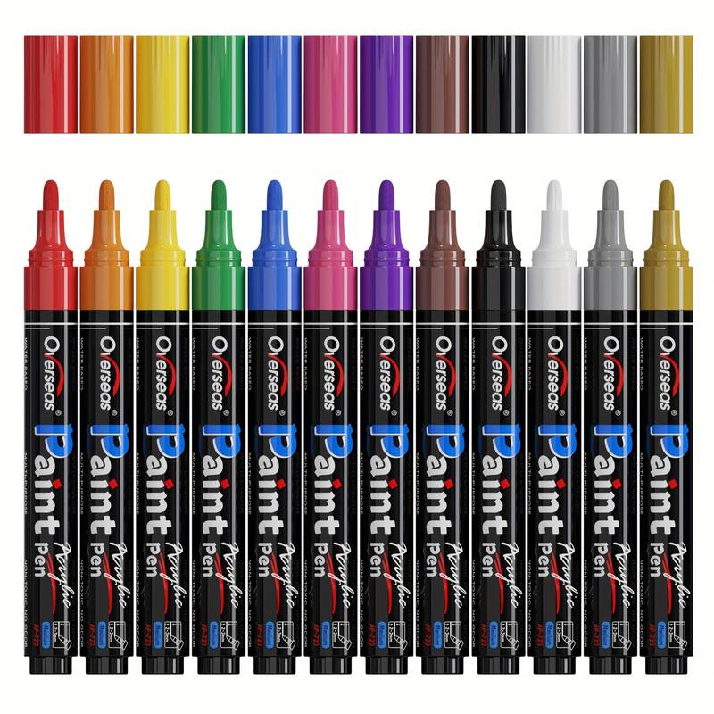 12 Colors Paint Pens Paint Markers Permanent Acrylic Markers - Temu